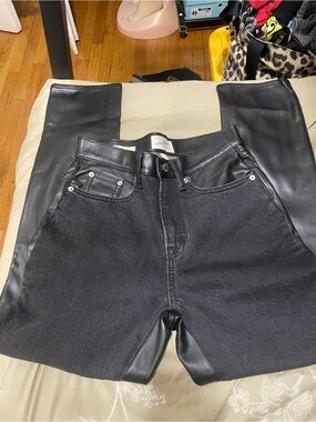Women’s Black Mixed-Media Jeans